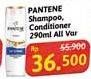 Promo Harga PANTENE Shampoo, Conditioner 290ml  - Alfamidi