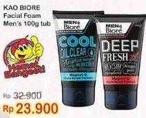 Promo Harga BIORE MENS Facial Foam Double Scrub Deep Fresh, Double Scrub Cool Oil Clear 100 gr - Indomaret