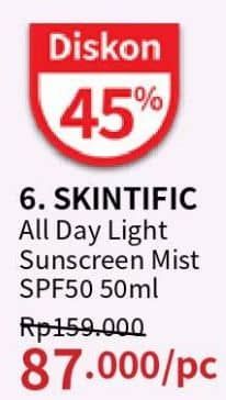Promo Harga Skintific All Day Light Sunscreen Mist SPF 50 PA++++ 50 ml - Guardian