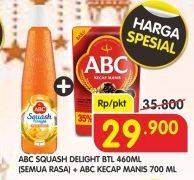 Promo Harga ABC Squash Delight 460ml + Kecap Manis 700ml  - Superindo