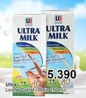 Promo Harga ULTRA MILK Susu UHT Plain, Chocolate 250 ml - TIP TOP