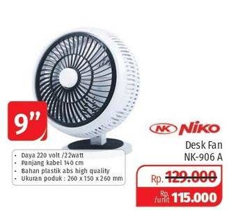 Promo Harga NIKO NK-906A Desk Fan 9 inch  - Lotte Grosir