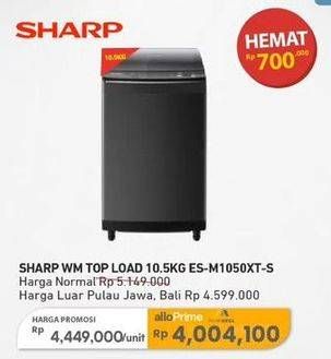 Promo Harga Sharp ES-M1050XT-SA Top Load 10.5 Kg New Megamouth Series 2.0  - Carrefour