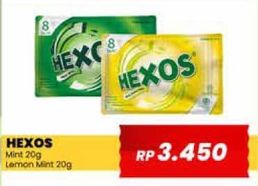 Promo Harga Hexos Candy Lemon Mint, Mint per 8 pcs 2 gr - Yogya