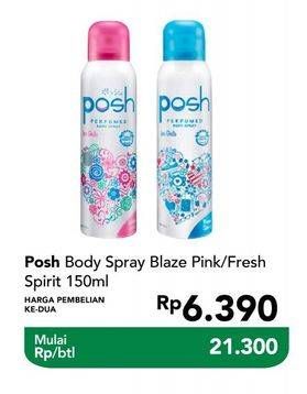 Promo Harga POSH Perfumed Body Spray Blaze Pink, Fresh Spirit 150 ml - Carrefour