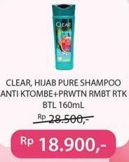 Promo Harga CLEAR Shampoo Hijab Pure Anti Ketombe, Perawatan Rambut Rontok 160 ml - Indomaret