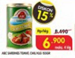 Promo Harga ABC Sardines Tomat, Chili 155 gr - Superindo