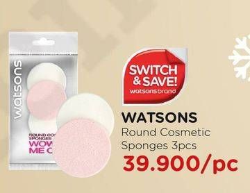 Promo Harga WATSONS Round Cosmetic Sponges 3 pcs - Watsons