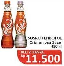 Promo Harga SOSRO Teh Botol Less Sugar, Original 450 ml - Alfamidi