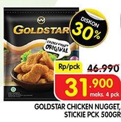 Promo Harga GOLDSTAR Chicken Nugget Stickie Cheese 500 gr - Superindo