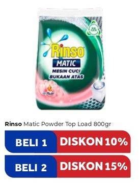 Promo Harga RINSO Detergent Matic Powder Top Load 800 gr - Carrefour
