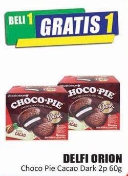 Promo Harga DELFI Orion Choco Pie Cacao Dark 2P 60 gr - Hari Hari