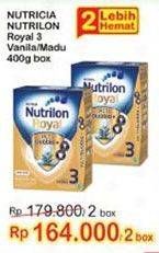 Promo Harga NUTRILON Royal 3 Susu Pertumbuhan Madu, Vanila per 2 box 400 gr - Indomaret