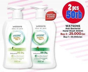 Promo Harga Watsons Anti Bacterial Cream Hand Wash 500 ml - Watsons