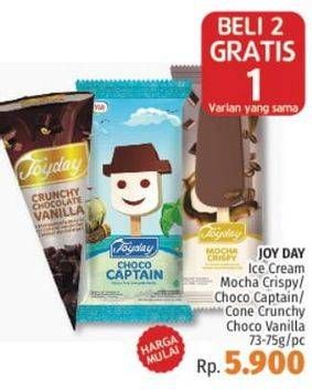 Promo Harga JOYDAY Ice Cream Stick Choco Vanilla, Mocha Crispy, Choco Captain, Cone Crunchy 73 gr - LotteMart