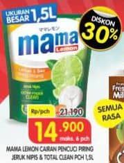 Promo Harga Mama Lemon Cairan Pencuci Piring Total Clean, Jeruk Nipis 1600 ml - Superindo