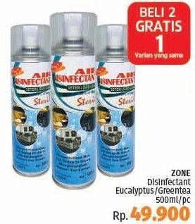 Promo Harga ZONE Air Disinfectant Spray Eucalyptus, Green Tea 500 ml - LotteMart