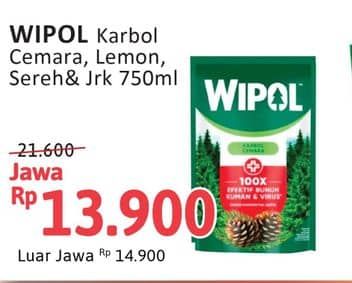 Promo Harga Wipol Karbol Wangi Cemara, Lemon, Sereh Jeruk 750 ml - Alfamidi