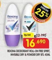 Promo Harga Rexona Deo Roll On Free Spirit, Invisible Dry, Powder Dry 45 ml - Superindo