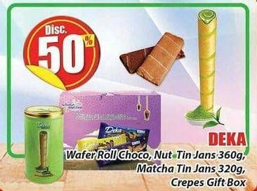 Promo Harga DEKA Wafer Roll Choco, Nut Tin Jans 360 g, Matcha Tin Jans 320 g, Crepes Gift Box  - Hari Hari