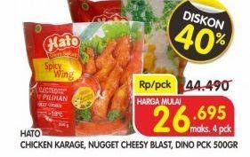 Promo Harga HATO Chicken Karage, NUgget Cheesy Blast, Dino 500 g  - Superindo
