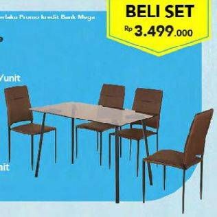Promo Harga Clayton Dinning Table + Clyde Dinning Chair Set  - Carrefour