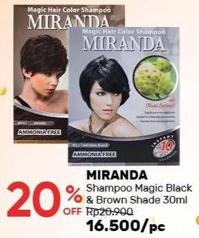 Promo Harga MIRANDA Hair Color Shampoo Black, Brown 30 ml - Guardian