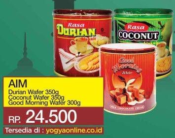 Promo Harga AIM Biskuit Durian/Coconut 350gr, Wafer Good Morning 300gr  - Yogya