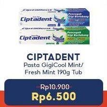 Promo Harga CIPTADENT Pasta Gigi Maxi 12 Plus Cool Mint, Fresh Mint 190 gr - Indomaret