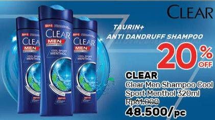 Promo Harga CLEAR Men Shampoo Anti Dandruff Cool Sport Menthol 320 ml - Guardian