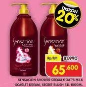 Promo Harga Sensacion Shower Cream Goats Milk Scarlet Dream, Secret Blush 1000 ml - Superindo
