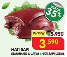 Promo Harga Beef Liver (Hati Sapi) per 100 gr - Superindo
