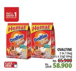 Promo Harga Ovaltine 3 In 1 per 18 sachet 33 gr - LotteMart