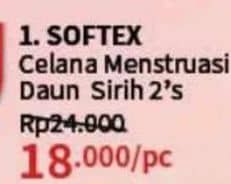 Promo Harga Softex Celana Menstruasi All Size Daun Sirih 2 pcs - Guardian
