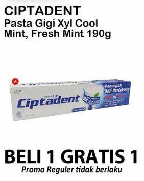 Promo Harga CIPTADENT Pasta Gigi Maxi 12 Plus Xylitol Cool Mint, Fresh Mint 190 gr - Alfamart
