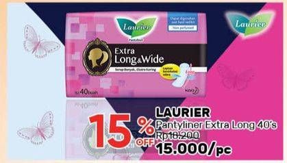 Promo Harga Laurier Pantyliner Extra Long & Wide NonPerfumed 40 pcs - Guardian