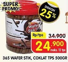 Promo Harga 365 Wafer Stik Coklat, Regular 500 gr - Superindo