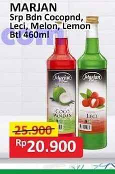 Promo Harga Marjan Syrup Boudoin Cocopandan, Leci, Melon, Lemon 460 ml - Alfamart