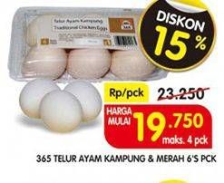 Promo Harga 365 Telur Ayam Kampung & Merah 6's  - Superindo
