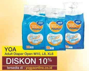 Promo Harga YOA Adult Diapers XL6, L8, M10 6 pcs - Yogya