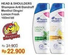 Promo Harga Head & Shoulders Shampoo Lemon Fresh, Cool Menthol 160 ml - Indomaret