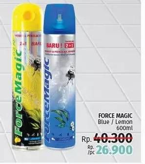 Promo Harga FORCE MAGIC Insektisida Spray Blue, Lemon 600 ml - LotteMart