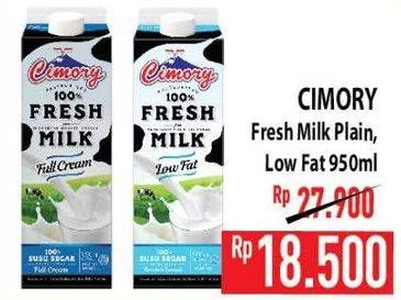 Promo Harga CIMORY Fresh Milk Low Fat, Full Cream 950 ml - Hypermart