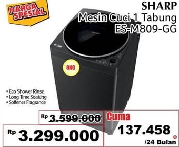 Promo Harga SHARP ES-M809T-GG | Washing Machine Top Loading 8kg  - Giant