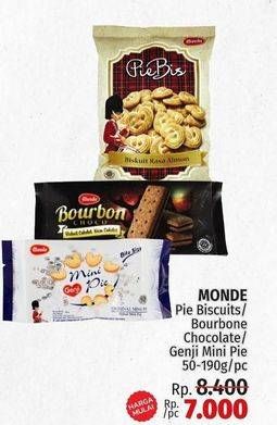 Promo Harga Monde Pie Biscuits/ Bourbone Chocolate/ Genji Mini Pie 50-190g/pc  - LotteMart