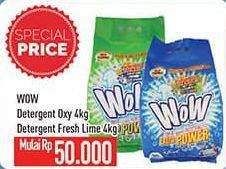 Promo Harga WOW Detergent Powder Oxy, Fresh Lime 4000 gr - Hypermart