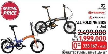 Promo Harga UNITED Folding Bike Stylo 16"  - LotteMart