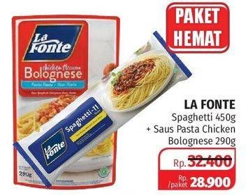 Promo Harga LA FONTE Spaghetti 450gr + Saus Pasta Bolognese 290 gr  - Lotte Grosir