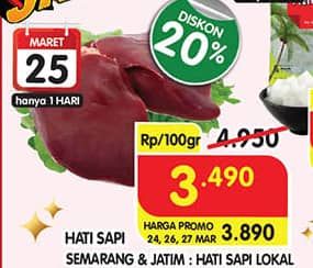 Promo Harga Beef Liver (Hati Sapi) per 100 gr - Superindo