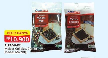 Promo Harga ALFAMART Meises Cokelat, Choco Meises Mix per 2 bungkus 90 gr - Alfamart